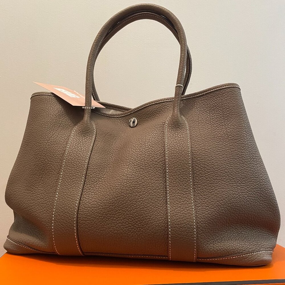 Hermes Garden Party Tote Negonda Leather 36 Etoupe